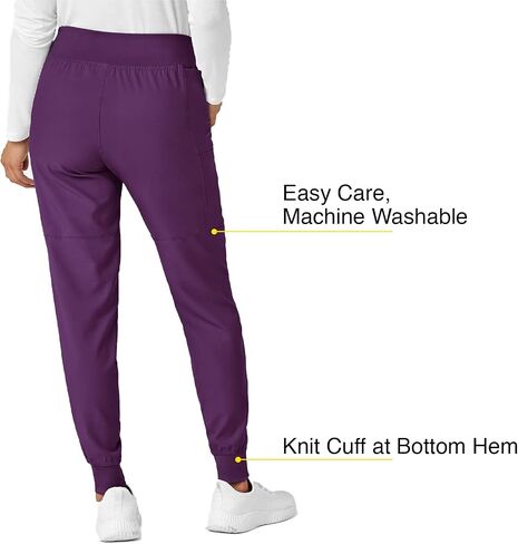 Women's Comfort Waist Cargo Jogger Scrub Pant, Eggplant, 1X in Saudi Arabia