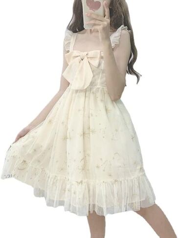 BXSM Japanese Lolita Five-Pointed Star Lace Short Sleeve Dress in Kuwait