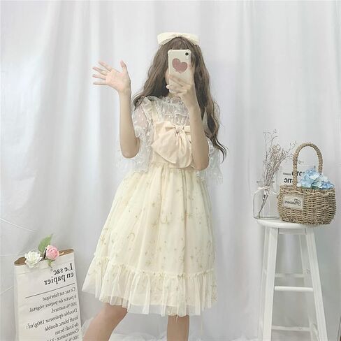 BXSM Japanese Lolita Five-Pointed Star Lace Short Sleeve Dress in Kuwait