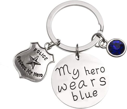 Infinity Collection Police Keychain, My Hero Wears Blue Police Keychain, Police Wife, Girlfriend Keychain, Handcuff Keychain, Gift for Police Officers & Police Wives in Kuwait
