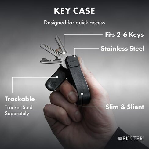 Ekster Key Case | Smart Key Organizer Keychain | Compact Key Holder with Key Finder and Loop for Car Keys | Key Holder for Keychain | Men's Keyrings & Keychains Holder (Black on Black) in Saudi Arabia