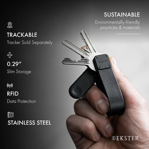 Ekster Key Case | Smart Key Organizer Keychain | Compact Key Holder with Key Finder and Loop for Car Keys | Key Holder for Keychain | Men's Keyrings & Keychains Holder (Black on Black) in Saudi Arabia
