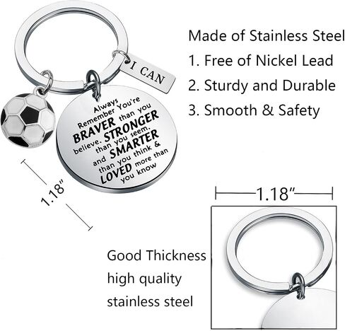 BNQL Soccer Keychain Gifts Soccer Lover Gifts for Soccer Players Team Inspirational Gifts Soccer Charm Keychain in Saudi Arabia
