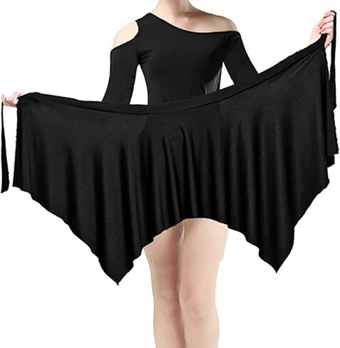 Women's Dance Skirts Black Latin Dance Waist Scarf Dance Practice Performance Hip Scarf Half Skirt in Kuwait