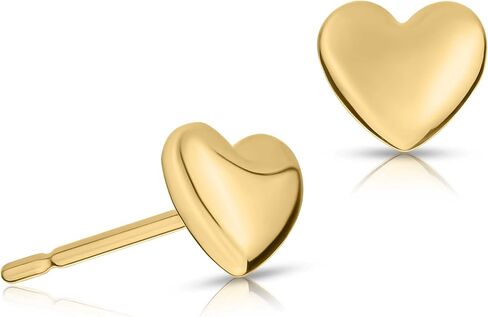 اقراط مرصعة على شكل قلب صغير مصقول من الذهب الاصفر عيار 14 قيراط، اقراط مرصعة على شكل قلب صغير، اقراط ذهبية للنساء in Saudi Arabia