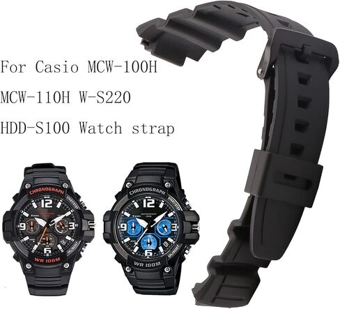 بديل سوار الساعة المطاطي من JETHENG لساعة Casio MCW 100h، MCW 100h- 4av، MCW 110H، W- S220، HDD- S100 in Kuwait