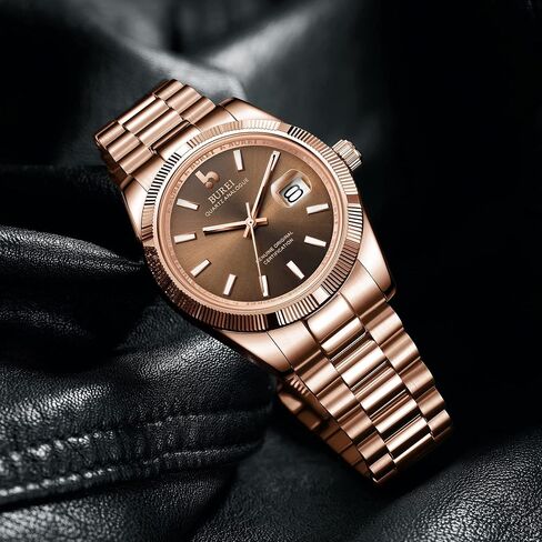 BUREI Mens Watches Luxury Analog Quartz Wristwatch Sapphire Crystal Dial with Calendar Display Stainless Steel Waterproof Watch in Saudi Arabia
