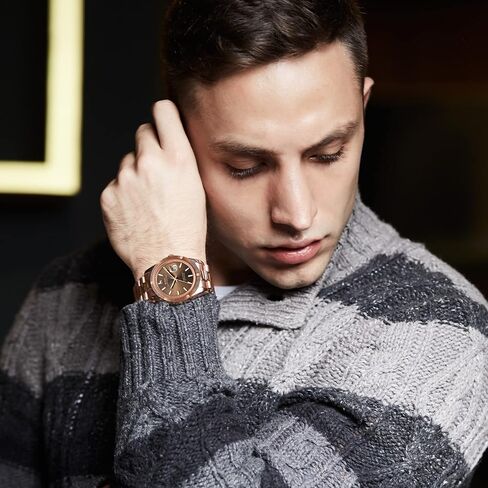 BUREI Mens Watches Luxury Analog Quartz Wristwatch Sapphire Crystal Dial with Calendar Display Stainless Steel Waterproof Watch in Saudi Arabia