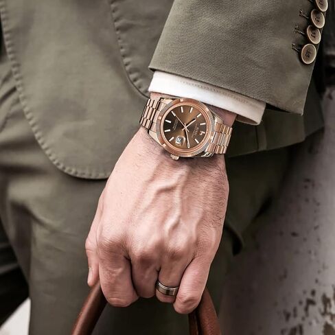 BUREI Mens Watches Luxury Analog Quartz Wristwatch Sapphire Crystal Dial with Calendar Display Stainless Steel Waterproof Watch in Saudi Arabia