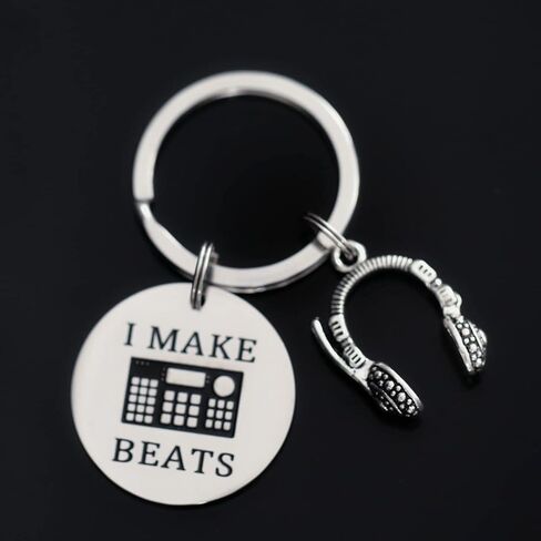 VALAFO Dj Keychain Gifts for Men Women Men Him Music Producer Birthday Ideas Keyring Dj Pendant Jewelry Radio DJ Keychain, Stainless Steel, stainless steel in Kuwait