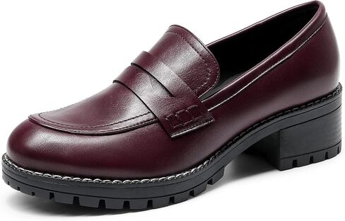 DREAM PAIRS Women's Penny Chunky Loafers Work Shoes | Comfortable Slip-On Platform Loafers for Women with Skin-friendly and1.9 Inch Heel, Dressy Business Casual Shoes in Saudi Arabia