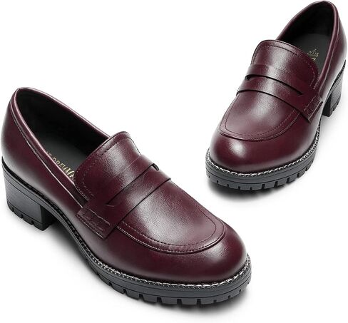 DREAM PAIRS Women's Penny Chunky Loafers Work Shoes | Comfortable Slip-On Platform Loafers for Women with Skin-friendly and1.9 Inch Heel, Dressy Business Casual Shoes in Saudi Arabia