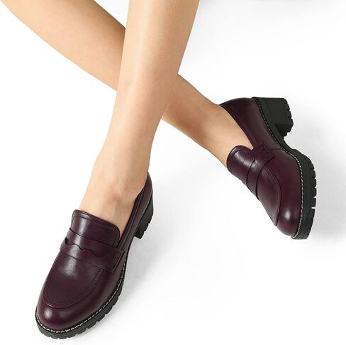 DREAM PAIRS Women's Penny Chunky Loafers Work Shoes | Comfortable Slip-On Platform Loafers for Women with Skin-friendly and1.9 Inch Heel, Dressy Business Casual Shoes in Saudi Arabia