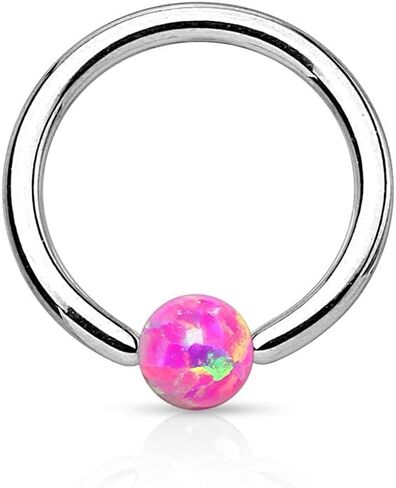 Pierced Owl - 16GA Stainless Steel Synthetic Opal Ball Captive Bead Ring in Saudi Arabia