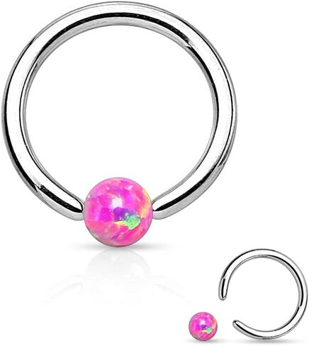 Pierced Owl - 16GA Stainless Steel Synthetic Opal Ball Captive Bead Ring in Saudi Arabia