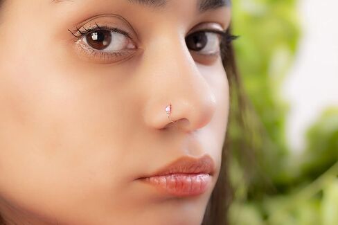 925 Silver Nose Ring Pink Opal - 24 Gauge Thin Nose Jewelry Women Men - Handmade Nose Ring Hoops Unisex MultiFunction, Sterling Silver,Opal in Saudi Arabia