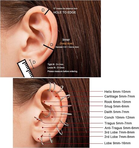 حلقات الأنف من JeryWe - حلقات أنف مزدوجة من الفولاذ الجراحي 316L 16 جرام مفصلات CZ محارة ثقب المجوهرات حلقات الشفاه الفرس الحاجز الغضروف حلق هيليكس روك تراغوس دايث 8 مم/10 مم in Kuwait