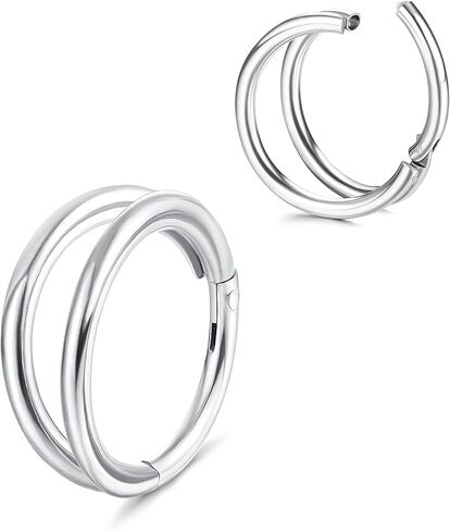 حلقات الأنف من JeryWe - حلقات أنف مزدوجة من الفولاذ الجراحي 316L 16 جرام مفصلات CZ محارة ثقب المجوهرات حلقات الشفاه الفرس الحاجز الغضروف حلق هيليكس روك تراغوس دايث 8 مم/10 مم in Kuwait