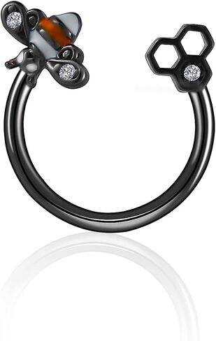 316L Stainless Steel Cute Captive Bee Septum Piercing Jewelry Nose Rings Hoop Ear Stud Cartilage Daith Helix Earrings for Women Girls Body Jewelry in Saudi Arabia