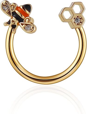 316L Stainless Steel Cute Captive Bee Septum Piercing Jewelry Nose Rings Hoop Ear Stud Cartilage Daith Helix Earrings for Women Girls Body Jewelry in Saudi Arabia