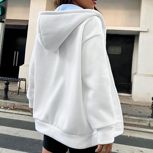 Fuimsul Women Letter Graphic Print Zip Up Hoodie Color Block Pocket Front Long Sleeve Drop Shoulder Casual Zipper Hooded in Saudi Arabia