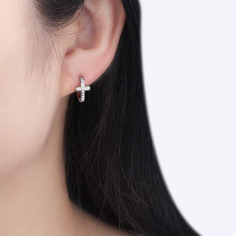 PEIYO أقراط متقاطعة مطلية بالذهب الوردي مكعب الزركونيوم أقراط هوجي صغيرة متقاطعة للنساء والرجال هدايا دينية in Kuwait