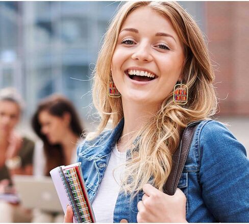 9 أزواج من أقراط الكتب للنساء أقراط مكتبة هوب من الأكريليك المرح للقطط خزانة الكتب بيان عاشق الكتاب أقراط متدلية للمعلمين نادي الكتب والقطط والأم أو هدية العودة إلى المدرسة in Kuwait