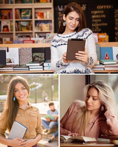 9 أزواج من أقراط الكتب للنساء أقراط مكتبة هوب من الأكريليك المرح للقطط خزانة الكتب بيان عاشق الكتاب أقراط متدلية للمعلمين نادي الكتب والقطط والأم أو هدية العودة إلى المدرسة in Kuwait