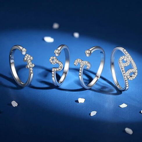 إلى الأبد الملكة 925 الفضة الاسترليني تشيكوسلوفاكيا بيان الدائري ابراج زودياك 12 كوكبة علم التنجيم خاتم قابل للتعديل للنساء فتاة عيد الحب in Kuwait