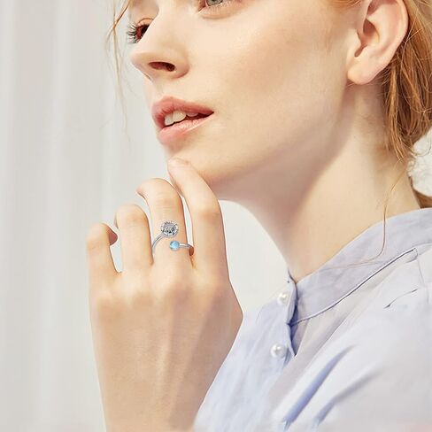 Compass Ring Graduation Gifts Sterling Silver Open Adjustable Compass Moonstone Ring Anxiety Stress Swivel Ring Compass Jewelry Gifts for Him Compass Women Girls in Saudi Arabia