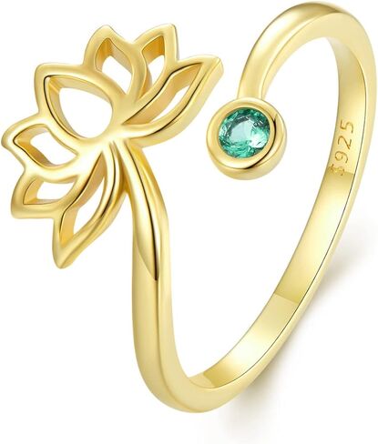 Shysnow لوتس ديزي زهرة خاتم الفضة الاسترليني للنساء حلقات ملهمة مفتوحة قابلة للتعديل أنت بلدي أشعة الشمس عباد الشمس الإقحوانات المبهرة مجوهرات هدية عيد ميلاد لصديقة المراهقين الفتيات in Kuwait