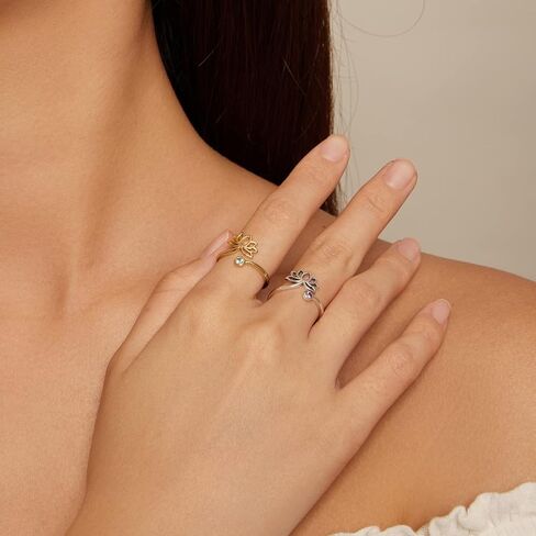 Shysnow لوتس ديزي زهرة خاتم الفضة الاسترليني للنساء حلقات ملهمة مفتوحة قابلة للتعديل أنت بلدي أشعة الشمس عباد الشمس الإقحوانات المبهرة مجوهرات هدية عيد ميلاد لصديقة المراهقين الفتيات in Kuwait