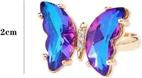 Leadigol 4pcs Colorful Crystal Butterfly Ring,Vintage Bohemian Acrylic Butterfly Knuckle Rings Set,Adjustable Open Colorful Crystal Open Cuff Ring in Saudi Arabia