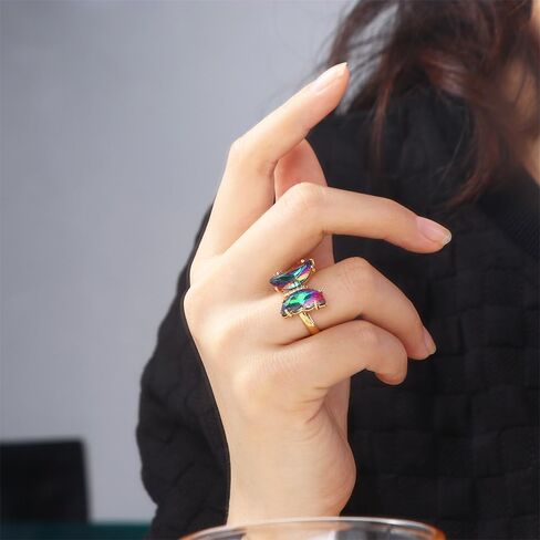 Leadigol 4pcs Colorful Crystal Butterfly Ring,Vintage Bohemian Acrylic Butterfly Knuckle Rings Set,Adjustable Open Colorful Crystal Open Cuff Ring in Saudi Arabia