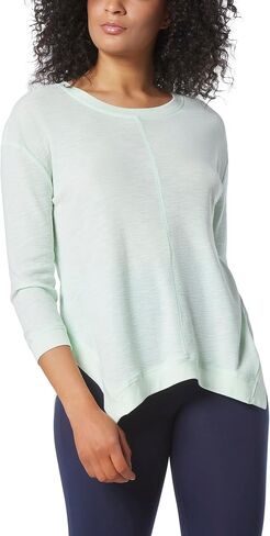 Andrew Marc Women's Performance Rib Trimming 3/4 Sleeve Sharkbite Tee in Saudi Arabia