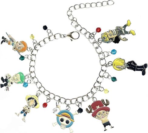 Anime One Piec Charm Bracelet, Cartoon Luffy Hand Chain Bracelets for Women, Men, Girls and Boys, no gemstone in Kuwait