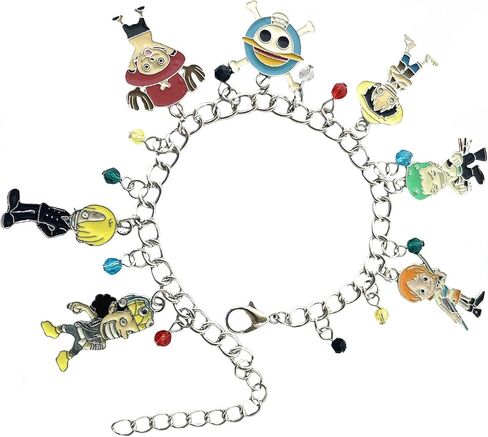 Anime One Piec Charm Bracelet, Cartoon Luffy Hand Chain Bracelets for Women, Men, Girls and Boys, no gemstone in Kuwait