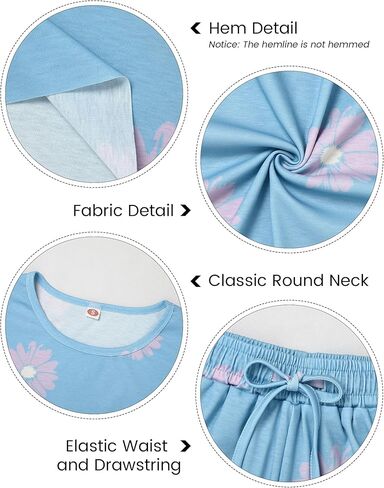 طقم ملابس WESIDOM للسيدات مكون من قطعتين، قمصان كاجوال بأكمام قصيرة وشورتات مريحة، طقم بيجامات رياضية in Kuwait