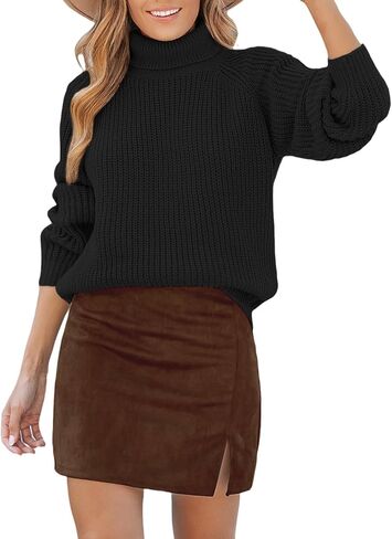 CUPSHE Womens' Turtleneck Long Sleeve Chunky Knit Pullover Sweater Jumper Tops Loose Oversized in Saudi Arabia