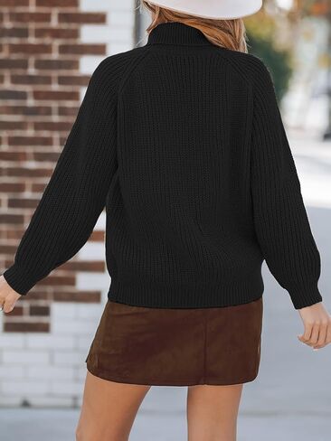 CUPSHE Womens' Turtleneck Long Sleeve Chunky Knit Pullover Sweater Jumper Tops Loose Oversized in Saudi Arabia