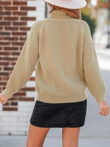 CUPSHE Womens' Turtleneck Long Sleeve Chunky Knit Pullover Sweater Jumper Tops Loose Oversized in Saudi Arabia