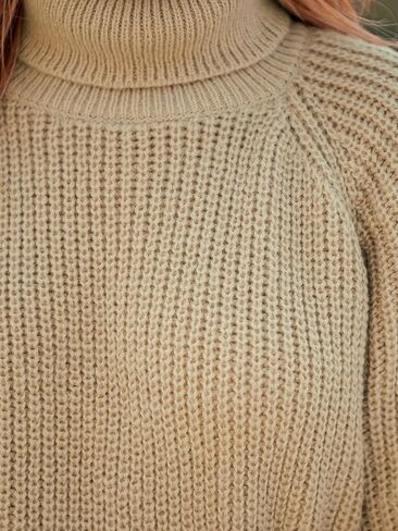 CUPSHE Womens' Turtleneck Long Sleeve Chunky Knit Pullover Sweater Jumper Tops Loose Oversized in Saudi Arabia