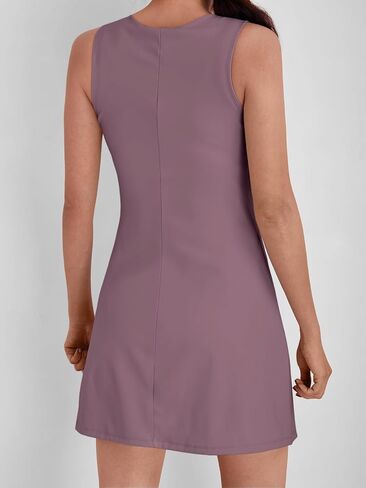 فستان نسائي قصير بياقة مربعة قابل للتمدد مع شورت مدمج in Kuwait