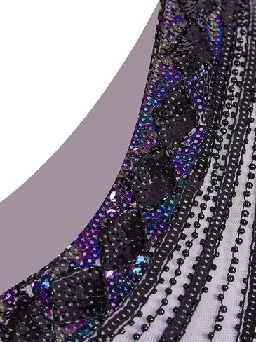 Vijiv Women 1920s Gastby Sequin Art Nouveau Embellished Fringed Flapper Dress in Kuwait