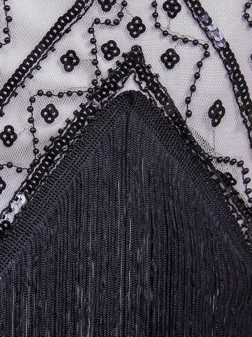 Vijiv Women 1920s Gastby Sequin Art Nouveau Embellished Fringed Flapper Dress in Kuwait