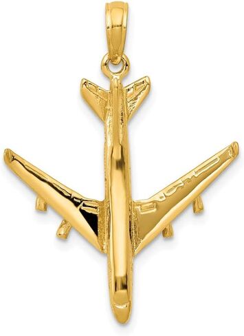 Sonia Jewels Solid 14k Yellow Gold 3 D Jet Pendant 747 (32mm x 23mm) in Saudi Arabia