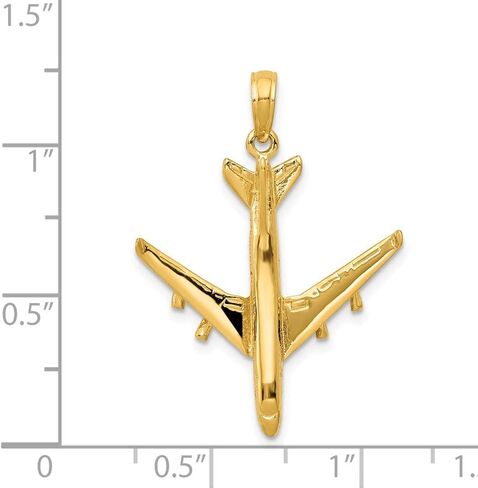 Sonia Jewels Solid 14k Yellow Gold 3 D Jet Pendant 747 (32mm x 23mm) in Saudi Arabia