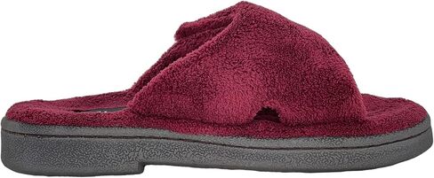 Clarks Women's Adjustable Slide Slippers - Open-Toe Terry Slides - Plush Spa Sandals with Rubber Grip Sole & Adjustable Wrap Strap for Indoor & Outdoor Use Available in 5 Colors in Saudi Arabia