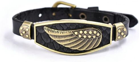 3pcs Punk Angel Wing Woven Ethnic Tribal Rope Leather Surfer Bracelet for Men Women Real Leather Braided Cuff Wrap Wristband Adjustable String Wave Biker Black Male Son BFF Bracelets Gifts in Kuwait