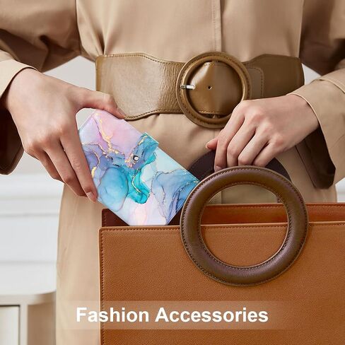 منظم بطاقات العمل من Rouidr، حامل بطاقات ائتمان الأعمال RFID مع 96 فتحة للبطاقات، محفظة بطاقات جلدية محمولة للنساء، أوراق الأوكالبتوس in Kuwait